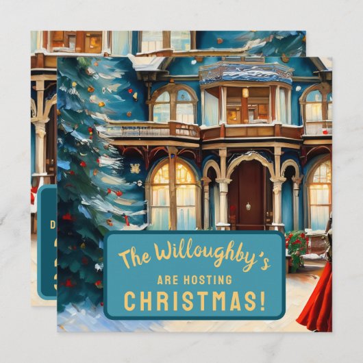 Charmante Bed N Breakfast Victoriaanse Huis Kerstm Save The Date (Voorkant / Achterkant)