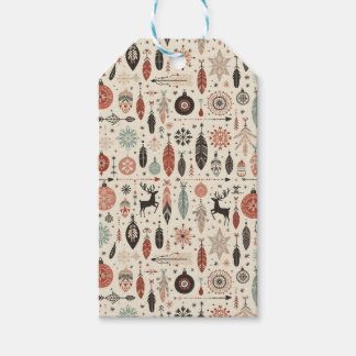 Charmante Beige Boho Kerstmis Cadeaulabel