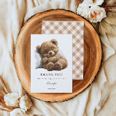 Charmante Beige minimalistische teddybeer Bedankkaart