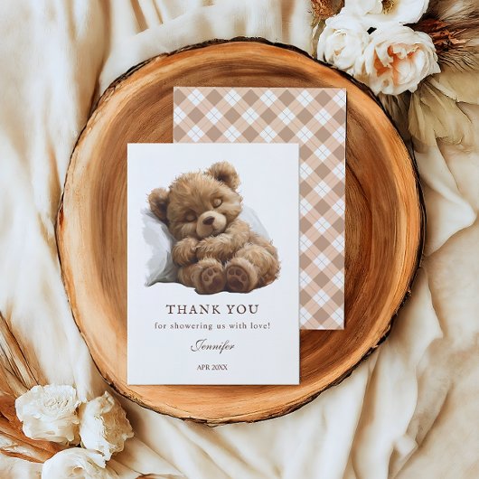 Charmante Beige minimalistische teddybeer Bedankkaart