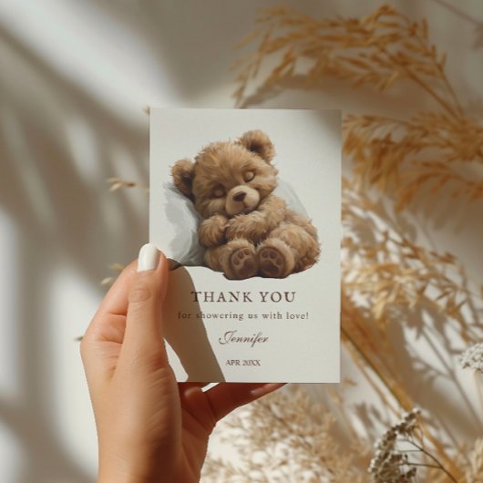 Charmante Beige minimalistische teddybeer Bedankkaart