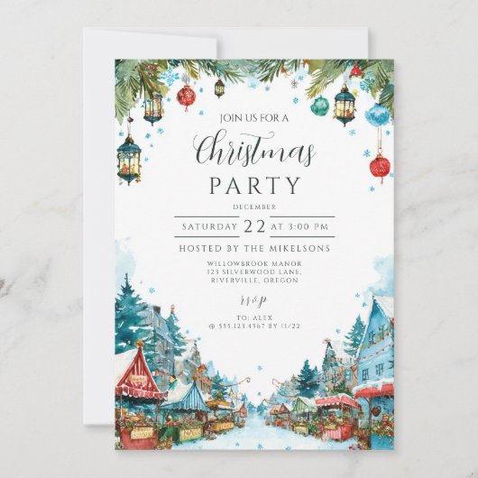 Charmante besneeuwde huisjes Kerstmis Kaart (Voorkant)