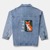 Charmante betoverde bosvos: uniek vakantiegeschenk denim jacket (Achterkant)