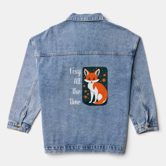 Charmante betoverde bosvos: uniek vakantiegeschenk denim jacket (Achterkant)