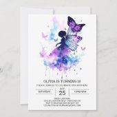 Charmante bewerkbare fee verjaardag kaart (Voorkant)