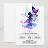 Charmante bewerkbare fee verjaardag kaart (Voorkant / Achterkant)