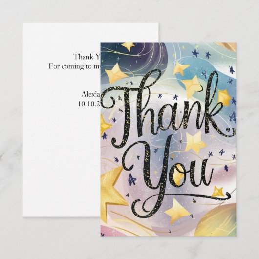 Charmante bewerkbare Meteor Celestial Bedankkaart (Voorkant / Achterkant)