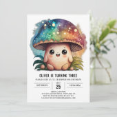 Charmante bewerkbare paddenstoel Verjaardag uitnod Kaart (Staand voorkant)