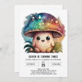 Charmante bewerkbare paddenstoel Verjaardag uitnod Kaart (Voorkant / Achterkant)