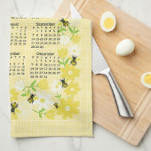 Charmante Bijen Bloemen 2025 Kalender Ontwerp Theedoek (Quarter Fold)