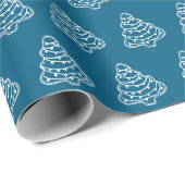 Charmante blauw & wit kerstboom Cookie Cadeaupapier (Rol Hoek)