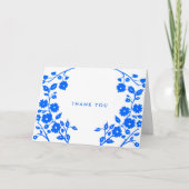Charmante Blauwe Bloemen Folk Art Bedankt Custom Kaart (Voorkant)