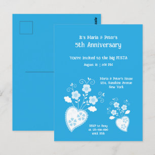 charmante blauwe bloesems verjaardagsuitnodiging briefkaart