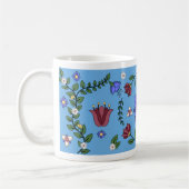 Charmante Blauwe en Bloemen Folk Art Mok (Links)