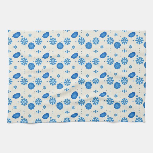 Charmante blauwe gepatenteerde theedoek (Horizontaal)