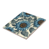 Charmante blauwe zonnebloemen  tegeltje (Zijkant)