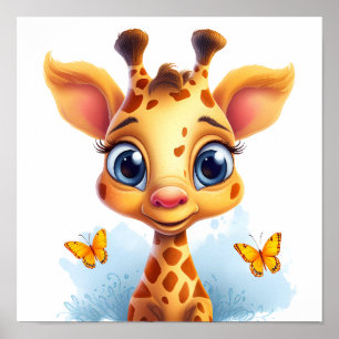 Charmante blik: De grillige Giraffe Kinder Poster