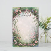 Charmante bloeiende takken met dromerige lichten briefpapier (Staand voorkant)