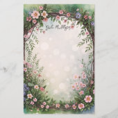 Charmante bloeiende takken met dromerige lichten briefpapier (Voorkant)