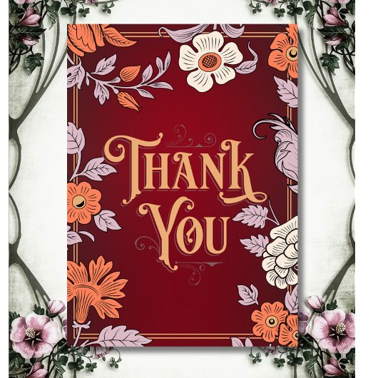 Charmante  bloemen bedankkaart