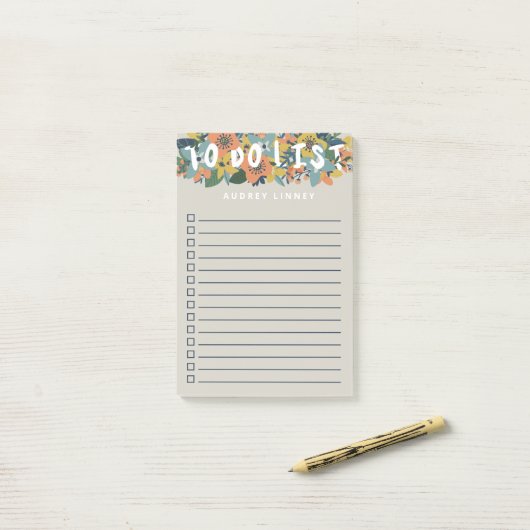 Charmante bloemen checkbox om te doen lijst post-it® notes (Op bureau)