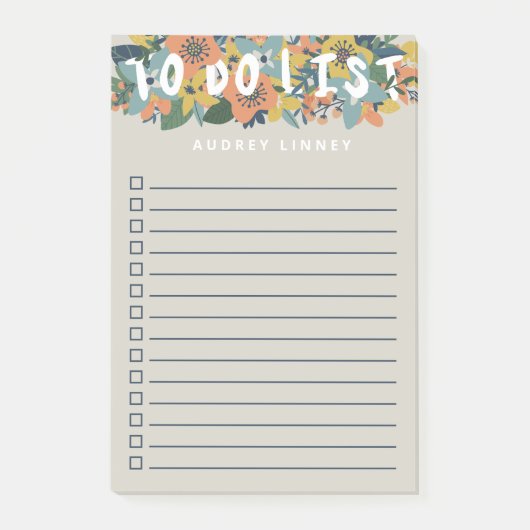 Charmante bloemen checkbox om te doen lijst post-it® notes (Voorkant)
