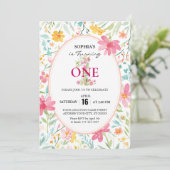 Charmante bloemen eerste verjaardag kaart (Staand voorkant)