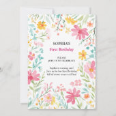 Charmante bloemen eerste verjaardag kaart (Achterkant)