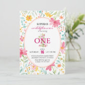 Charmante bloemen eerste verjaardag kaart (Staand voorkant)