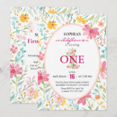 Charmante bloemen eerste verjaardag kaart (Voorkant / Achterkant)