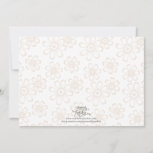 Charmante Bloemen Geboorteaankondiging Aankondiging (Achterkant)