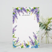 Charmante Bloemen in Paarse en Blauwe Briefpapier (Staand voorkant)