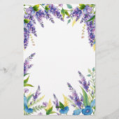 Charmante Bloemen in Paarse en Blauwe Briefpapier (Achterkant)