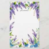 Charmante Bloemen in Paarse en Blauwe Briefpapier (Voorkant)