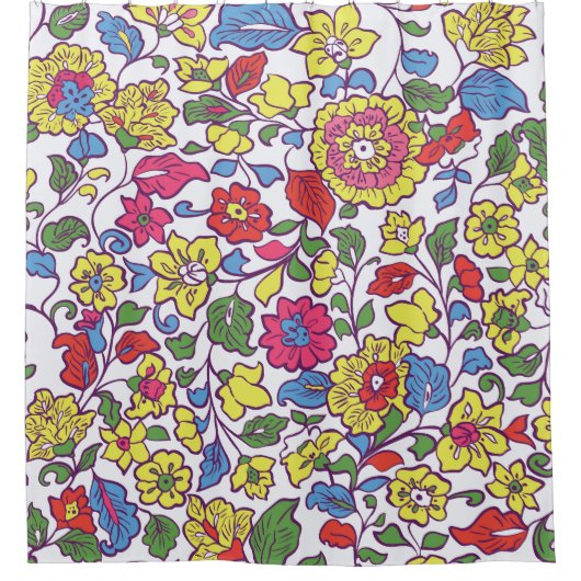 Charmante bloemen: naadloze tuintextuur douchegordijn (Voorkant)