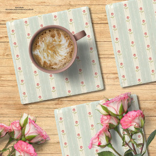 Charmante bloemen Shabby chis Blauw patroon Stenen Onderzetter