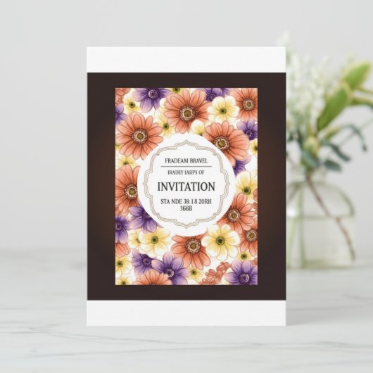 Charmante Bloemenuitnodiging Kaart (Staand voorkant)