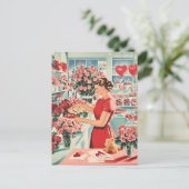 Charmante  bloemenwinkel scene briefkaart (Staand voorkant)
