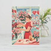 Charmante bloemenwinkel scene kaart (Staand voorkant)
