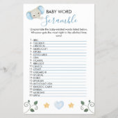 Charmante Blue Elephant Baby shower Word Scramble Flyer (Voorkant)