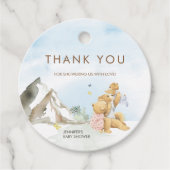 Charmante Blue Mountain Waterverf Beer familie Bedankjes Labels (Voorkant)