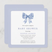 Charmante Blue Ribbon Bow Boy Couples Baby shower Kaart (Voorkant / Achterkant)