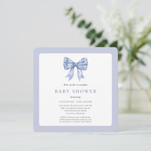 Charmante Blue Ribbon Bow Boy Couples Baby shower Kaart