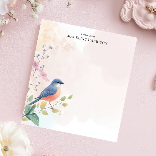 Charmante Bluebird Branch Gepersonaliseerde Naam Notitieblok