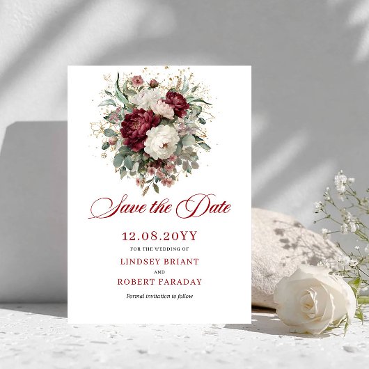 Charmante Blush Bourgondië Goud Save The Date