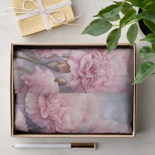 Charmante Blush Roze Anjer Waterverf Art Tissuepapier (Geschenk)