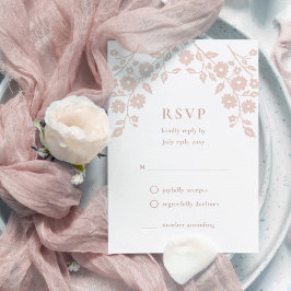 Charmante Blush Roze Folk Bloemen Eenvoudige Bloem RSVP Kaartje