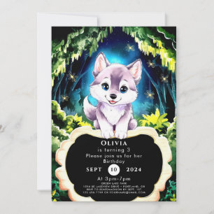 Charmante Boho Woodland Wolf Verjaardag Kaart