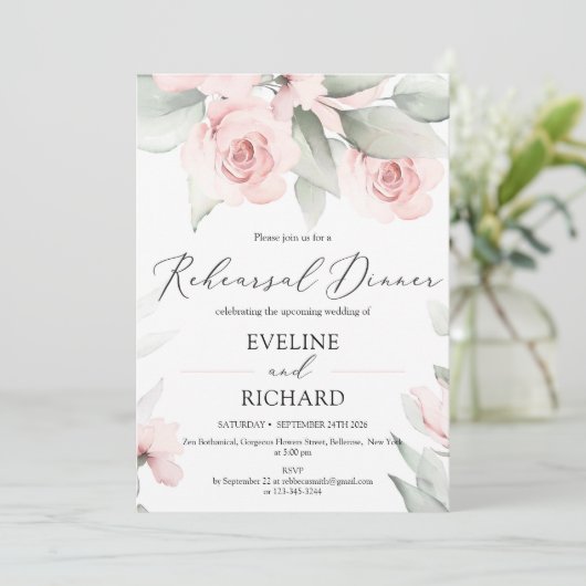 Charmante BOHO ZACHT ROZE BLOEMENREPETITIE Kaart (Staand voorkant)