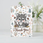 Charmante boswolf bedankkaart (Staand voorkant)
